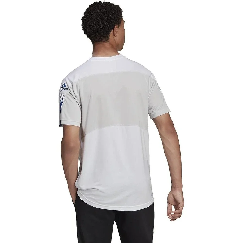 Adidas Men's Designed 2 Move Sport‎ Training Tee Shirt White+Blue Size SM NEW